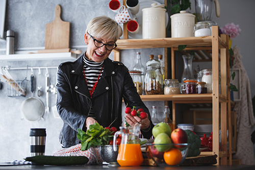 A woman following nutritional guidelines for healthy eating