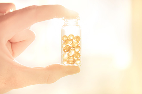 A bottle of vitamin D supplements