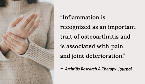 Inflammation is recognized as a trait of osteoarthritis