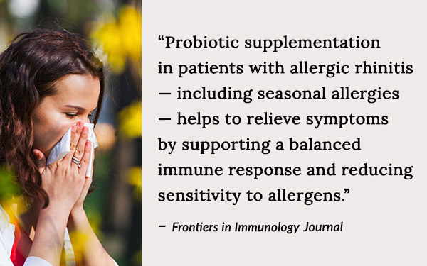 Probiotic supplementation supports a balanced immune response and reducing sensitivity to allergens