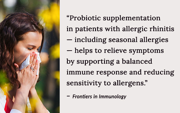 Probiotic supplementation supports a balanced immune response and reducing sensitivity to allergens
