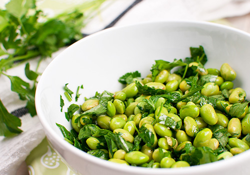 A healthy soy and cilantro salad