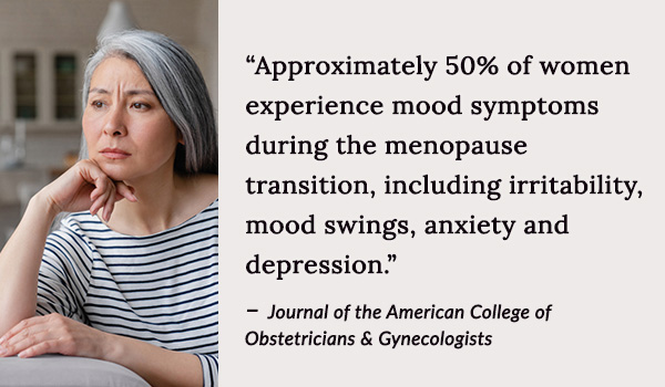 Approximately 50% of women experience mood symptoms during the menopause transition