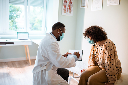 Woman asking her doctor for hormone testing including getting a hormonal panel