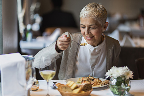 A woman practicing mindful eating