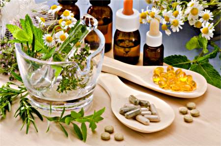 Collection of herbal remedies and supplements for health.