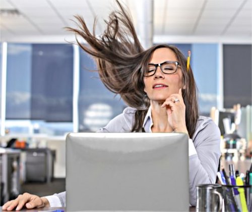 A woman who is happy at work