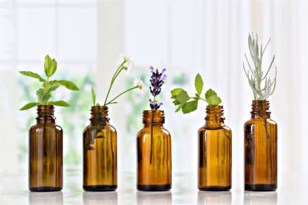 Bottles of essential oils