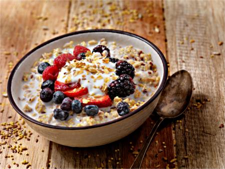 Bowl of oatmeal with berries