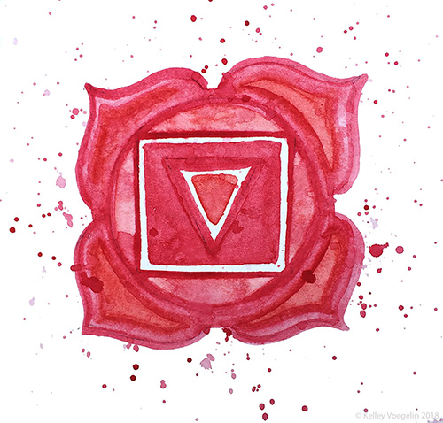 watercolor of first chakra