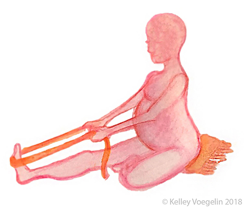 illustration of pregnant woman in seated yoga pose modification