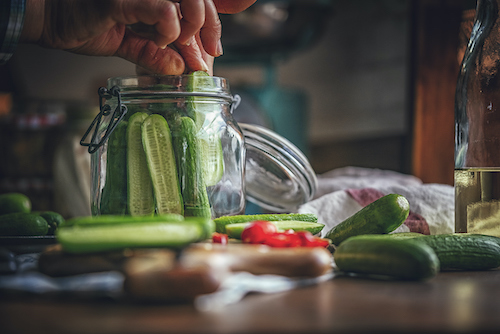 Lacto-fermented pickles are rich in probiotics