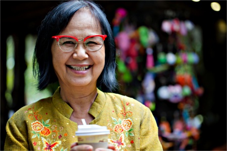 Woman drinking coffee in the afternoon