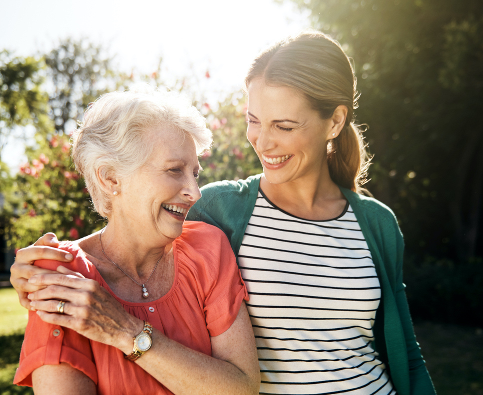 elderly woman with daughter