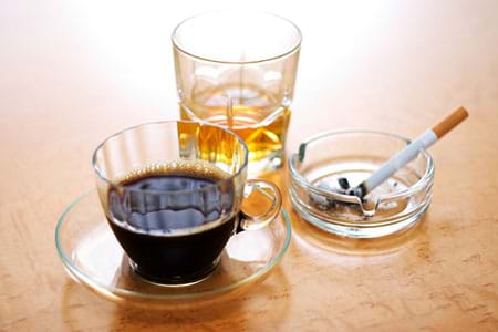 coffee, cigarettes and alcohol can all interfere with natural sleep patterns