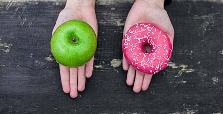 even though both are sweet an apple is better than a doughnut for healthy blood sugar