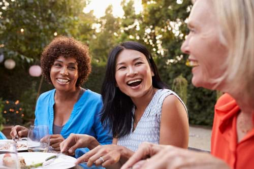 happy ladies having lunch