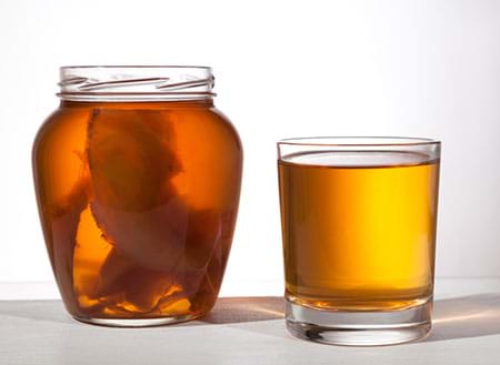 Kombucha is fermented tea with antioxidant and probiotic content. kombucha is fermented tea with antioxidant and probiotic content