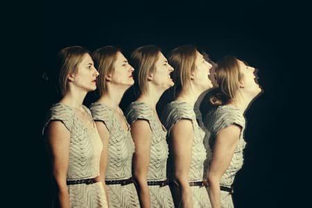 Multiple exposure image of woman with irritability in perimenopause. multiple exposure image of woman with irritability in perimenopause
