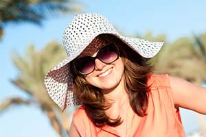 smiling woman in summer sun