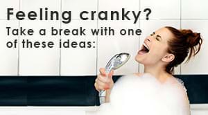 Woman singing in shower to release irritability. woman singing in shower to release irritability