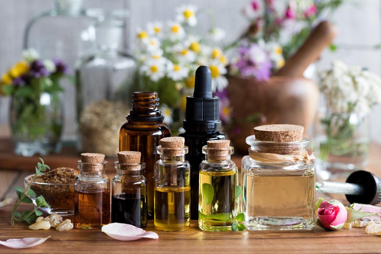 An array of essential oil diy perfume