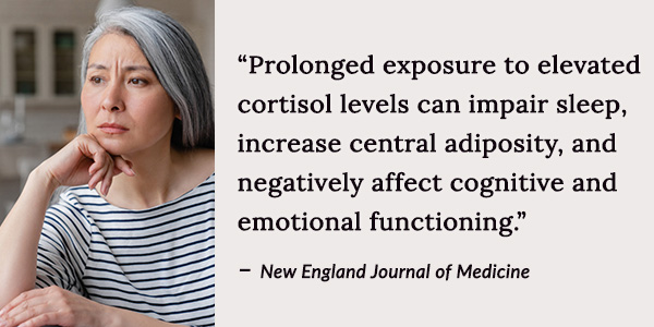 elevated cortisol levels can impair sleep, and negatively affect affect cognitive and emotional function