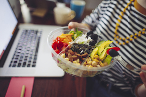 A bowl of vegetables and nuts for alkaline forming foods