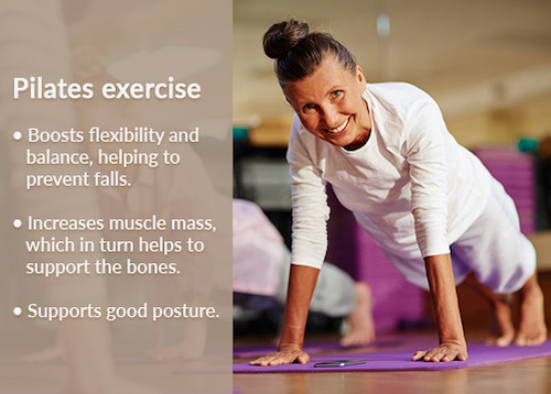Effective exercises for women's bone health includes pilates.