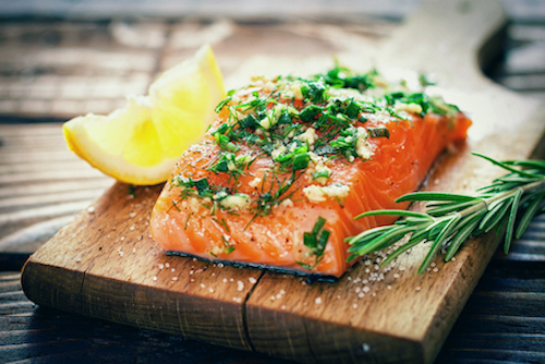 Baked salmon as nutrition for bone health.
