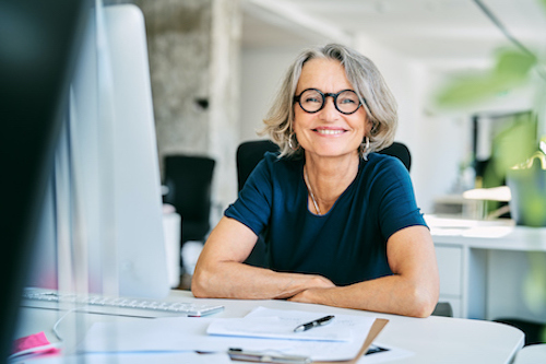 woman at her desk