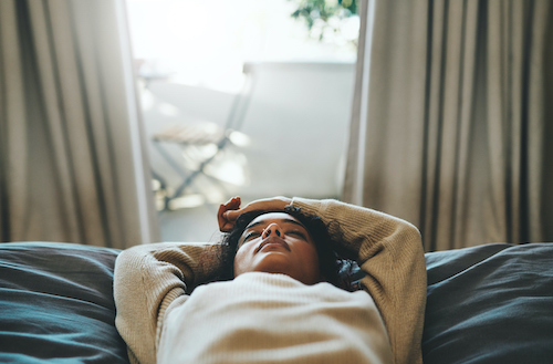 Women under stress being able to relax and fall asleep