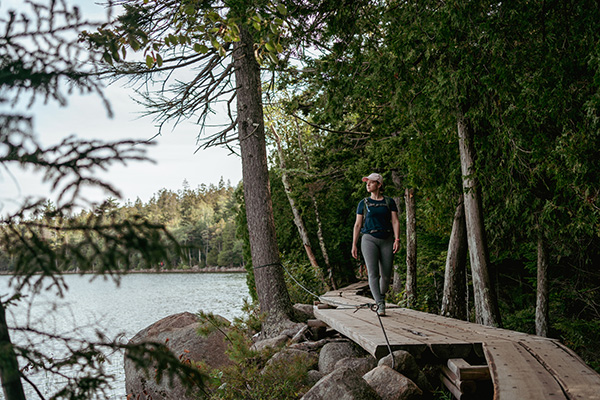 women hiking the coast of Maine