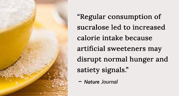Regular consumption of sucralose led to increased calorie intake
