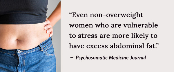Even non-overweight women who are vulnerable to stress are more likely to have excess abdominal fat